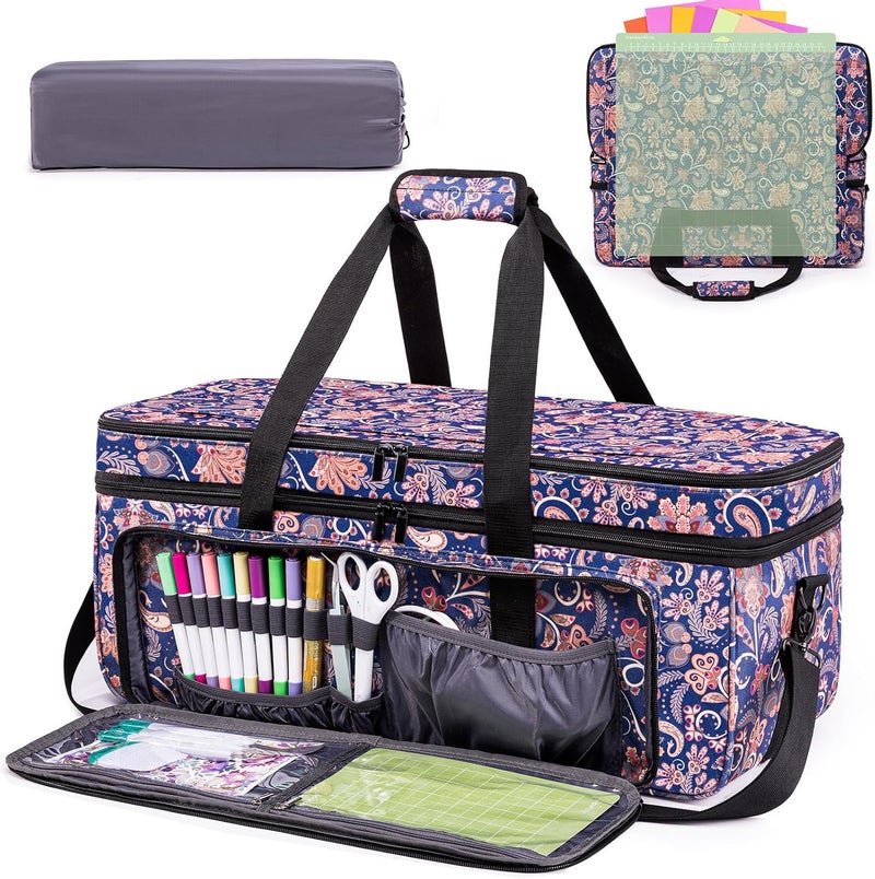 IMAGINING Carrying Case for Cricut Maker 3, Maker 4, Double-Layer Machine Bag with Cover for Cricut Explore 4, Explore 3, Explore Air 2, Storage Organizer for Cricut Accessories and Tools - Image 1